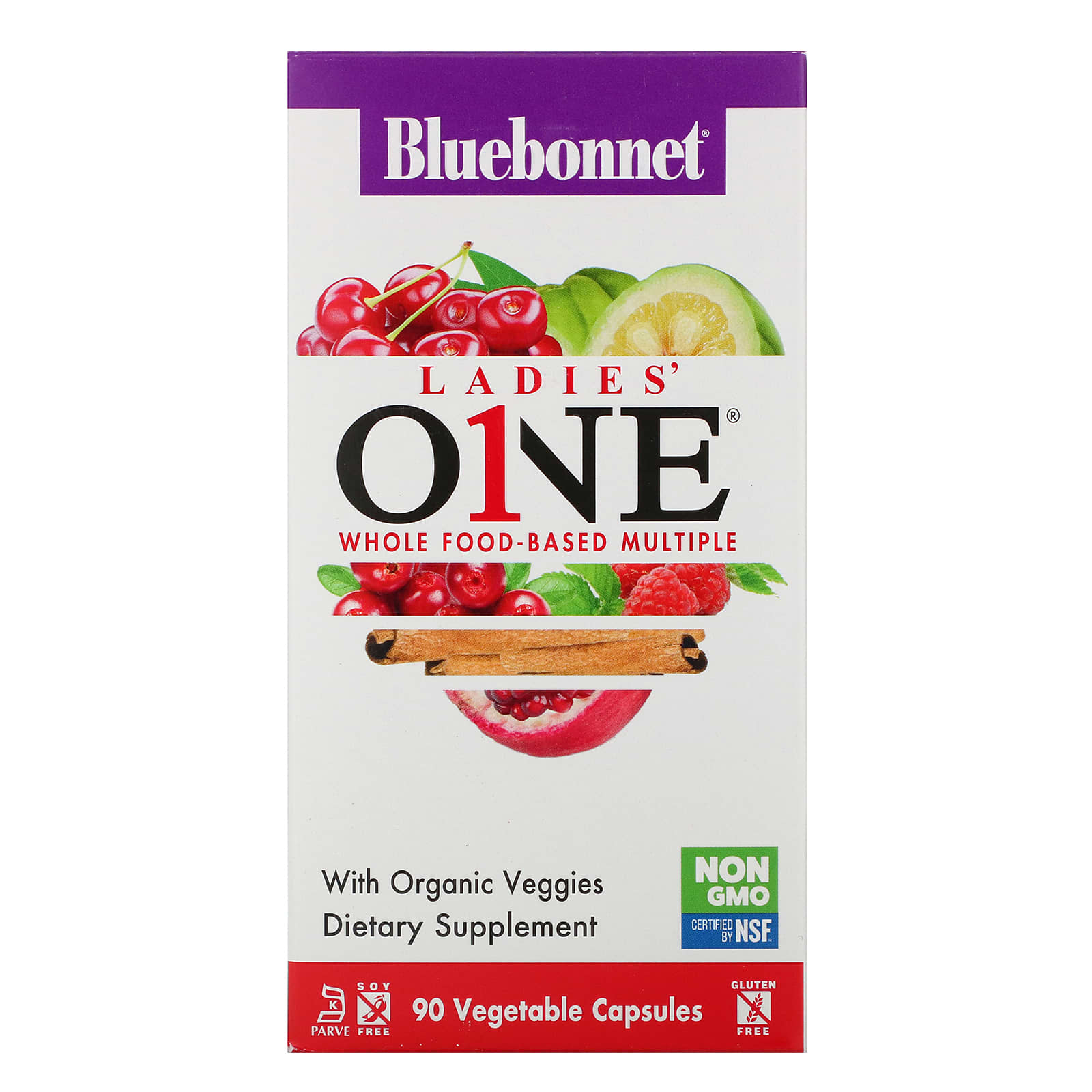 Bluebonnet, LADIES’ ONE, Whole Food-Based Multiple, Multivitamin, 90 Vegetarian Capsules UPC 743715001374 | HiLife Vitamins